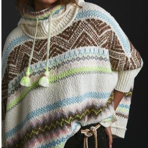 Anthropologie hooded sweater poncho